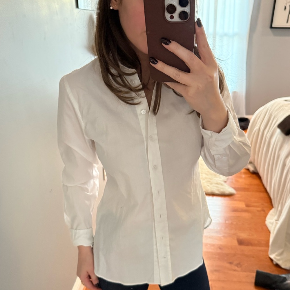 Crisp white cotton button down J Crew